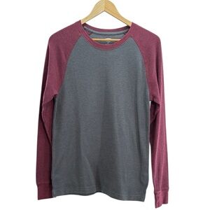 Old Navy Gray and Burgundy Thermal Long Sleeve Shirt, Men’s Size S/P